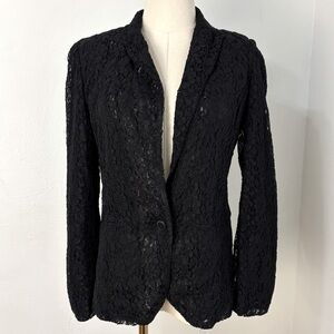 Lauren Conrad Black Foral Lace‎ Blazer Whimsigoth Romantic Witchy Vampy Size 4